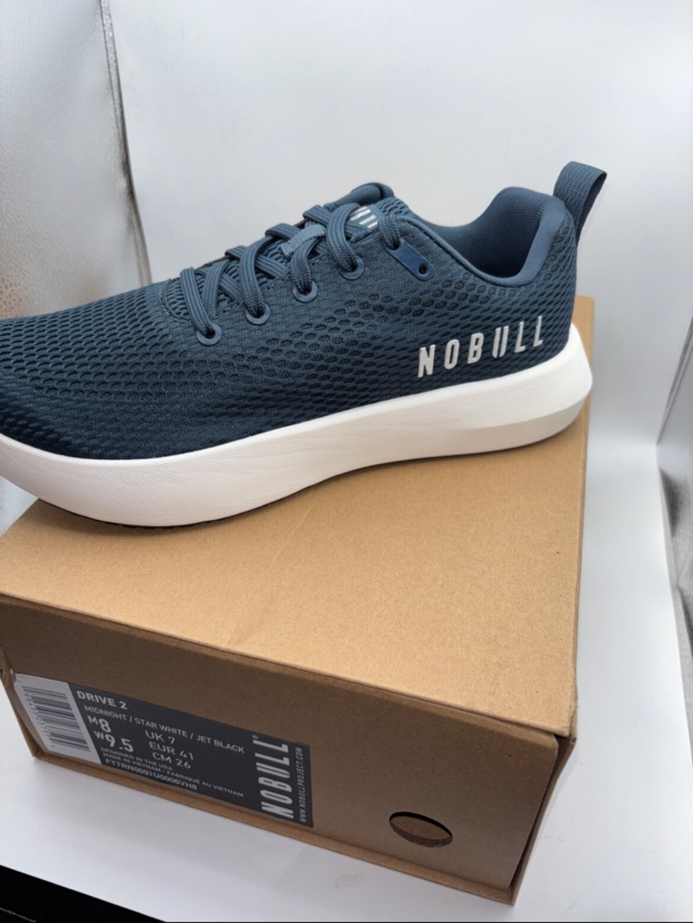 NOBULL Knit Trainer in Slate Blue & White